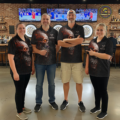 Horror Orange Splatter Grunge Skull Dartboard Dart Polo Shirts For Women Custom Dart Team Jerseys NYN2727