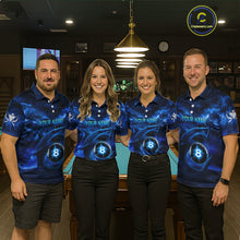 Load image into Gallery viewer, Blue Funny Shark Light 8 Ball Billiard Shirts For Women Custom Pool Billiard Team Jerseys NYN2289