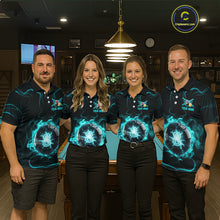 Load image into Gallery viewer, Turquoise Smokes Pool 8 Ball Billiard Shirts For Women Custom Cue Billiard Team Jerseys NYN2290