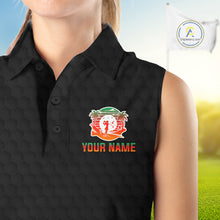 Load image into Gallery viewer, Tropical Black Golf Ball Sleeveless Polo Golf Shirts For Women Custom Splatter Golf Team Attire For Golfers NYN3153