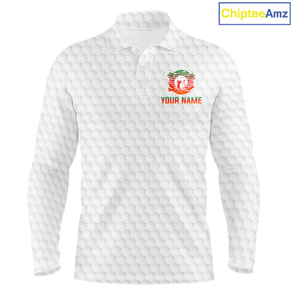 Tropical White Golf Ball Polo Golf Shirts For Men Custom Splatter Golf Team Attire For Golfers NYN3154