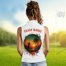 Load image into Gallery viewer, Tropical White Golf Ball Sleeveless Polo Golf Shirts For Women Custom Splatter Golf Team Attire For Golfers NYN3154