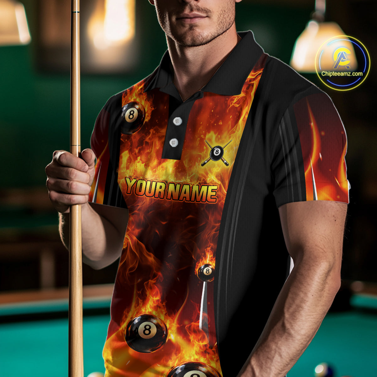 Fire Flame Ball 8 Billiard Pool Jerseys For Women Custom Ball 8 & Cue Billiard Team Jersey NYN2318