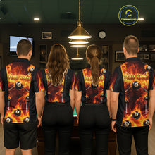 Load image into Gallery viewer, Fire Flame Ball 8 Billiard Pool Jerseys For Women Custom Ball 8 &amp; Cue Billiard Team Jersey NYN2318