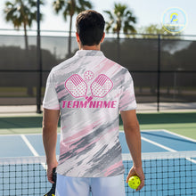 Load image into Gallery viewer, Custom Pink Grey Paint Pickleball Ball &amp; Paddle T-Shirt For Men Outfits Pickleball Jersey NYN2577
