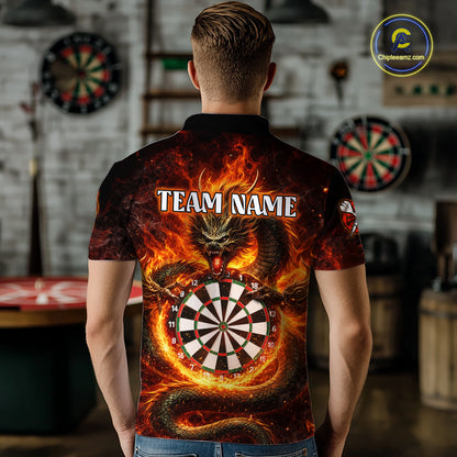 Personalized Red Flaming Dragon Dartboard Men Darts Polo Shirt Custom Darts Team Jerseys NYN2582