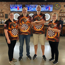 Load image into Gallery viewer, Personalized Red Flaming Dragon Dartboard Women Darts Polo Shirt Custom Darts Team Jerseys NYN2582