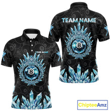 Load image into Gallery viewer, Blue Icy Cold Pool 8 Ball Billiard Polo &amp; 1/4-Zip Shirt For Men Custom Ball Billiard Attire NYN2589