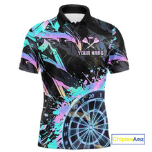 Load image into Gallery viewer, Holographic Splatter Dartboard Men Dart Polo &amp; 1/4-Zip Shirt Custom Name Dart Jersey For Darters NYN2966