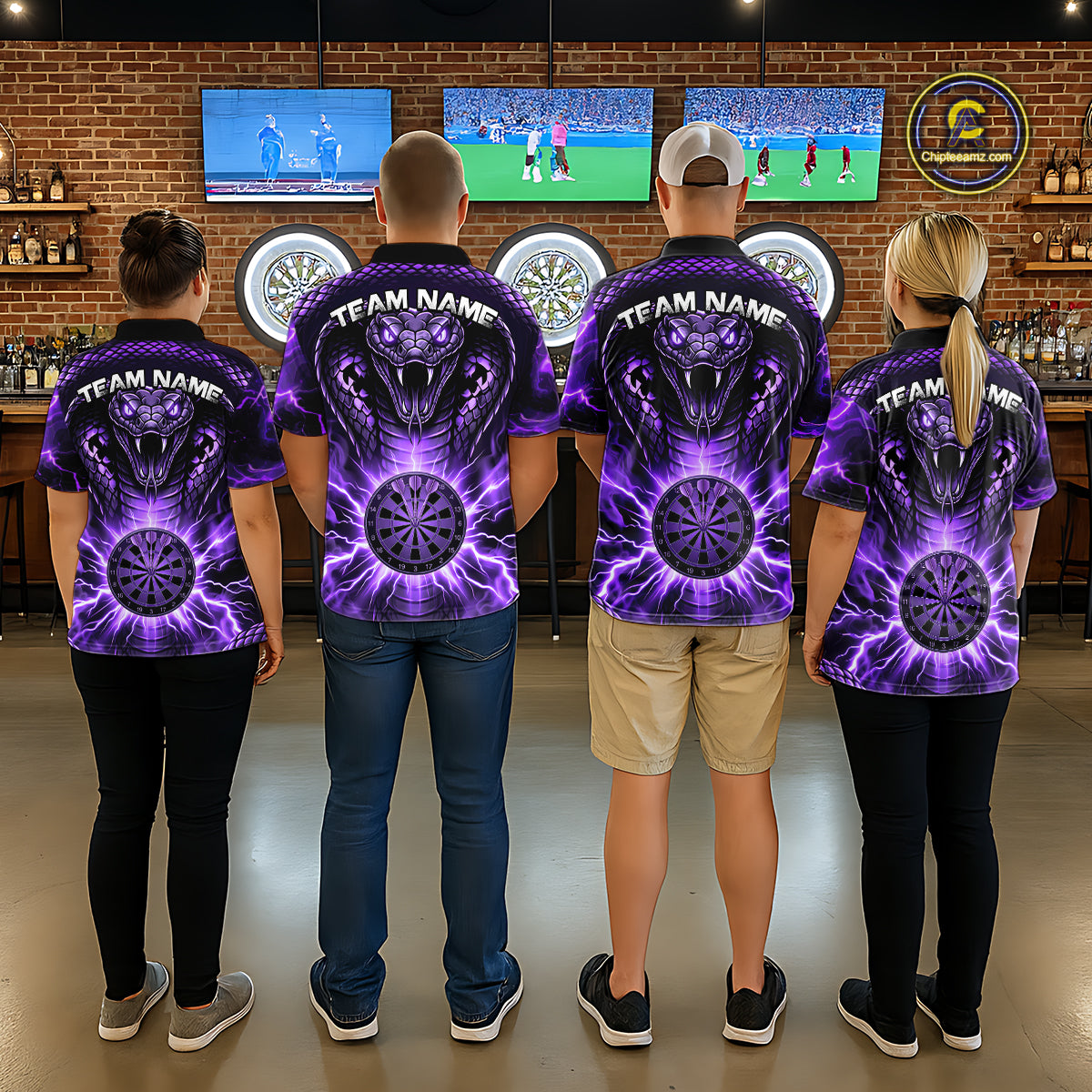Thunder Lightning Purple Cobra Snake Dart Shirts For Men Custom Team Outfit Darts Jerseys NYN3361