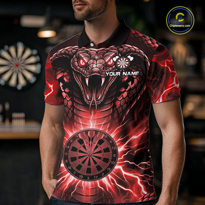 Thunder Lightning Red Cobra Snake Dart Shirts For Men Custom Team Outfit Darts Jerseys NYN3362