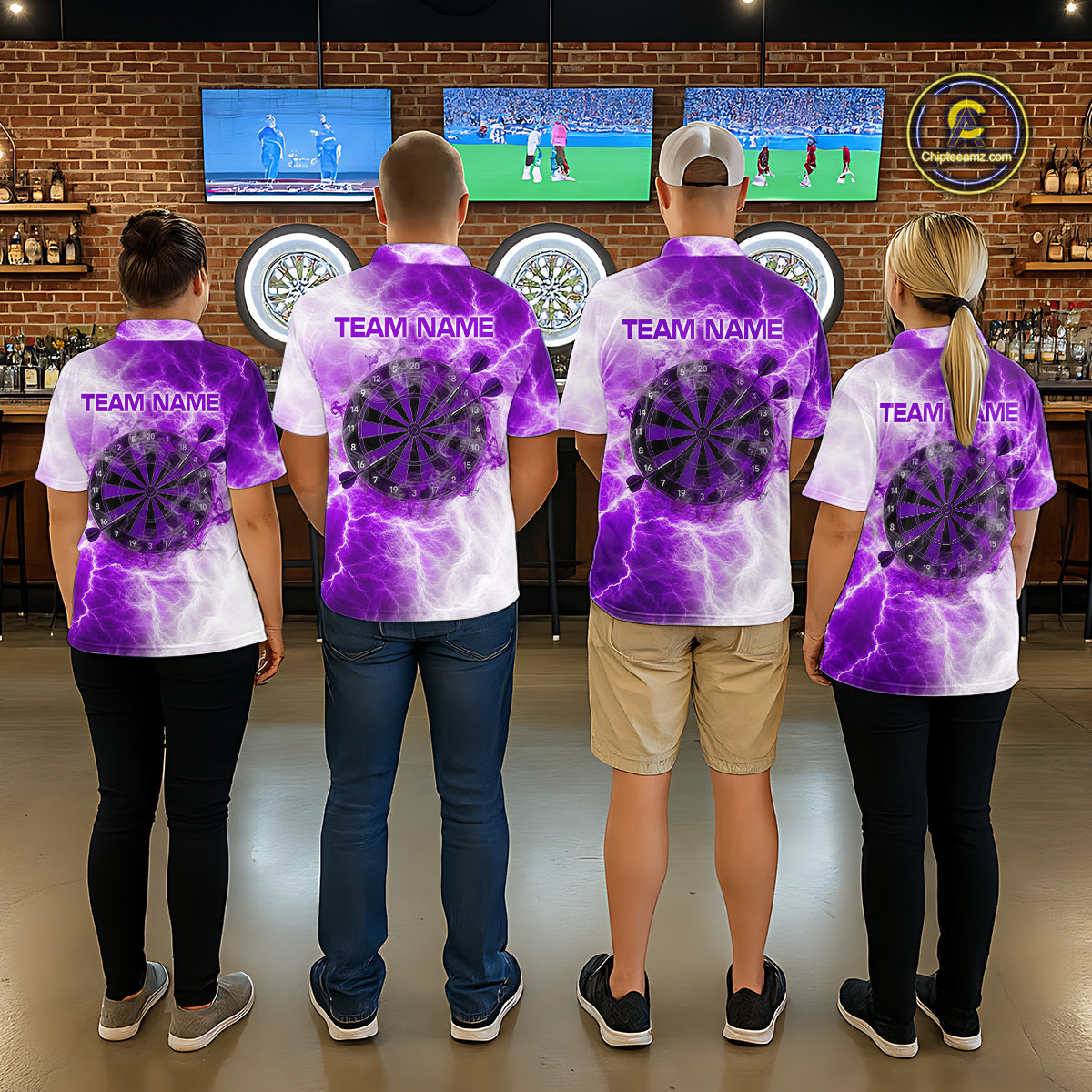 Personalised Purple And White Smokes Women Dart Shirts Custom Thunder Darts Team Shirt For Players NYN3366