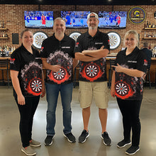 Load image into Gallery viewer, Grey And Red Flames Wolf Custom Women's Funny Dart Quarter-Zip Shirts Team Dart League Jerseys NYN2081