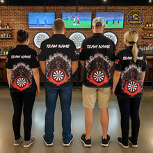 Load image into Gallery viewer, Grey And Red Flames Wolf Custom Women's Funny Dart Quarter-Zip Shirts Team Dart League Jerseys NYN2081