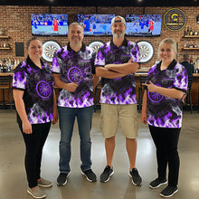 Load image into Gallery viewer, Purple Flaming Tiger Women Dart 1/4-Zip Shirts Personalized Name &amp; Team Fire Flame Dart Jerseys NYN2101