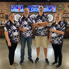 Load image into Gallery viewer, Black &amp; Purple Dartboard Grunge Women Darts 1/4-Zip Shirts Custom Multi-Skull Dart Team Jerseys NYN2350