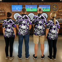 Load image into Gallery viewer, Black &amp; Purple Dartboard Grunge Women Darts 1/4-Zip Shirts Custom Multi-Skull Dart Team Jerseys NYN2350