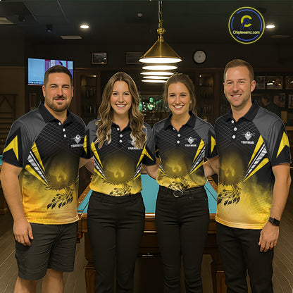 Black And Yellow Crown Pool 8 Ball Women Billiard Shirt Custom Billiard Polo & 1/4 Zip Attire NYN2367