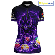 Load image into Gallery viewer, Thunder Purple Horror Tiger Pool Ball Billiard Shirt For Women Custom 8 Ball Billiard Team Attire NYN2629