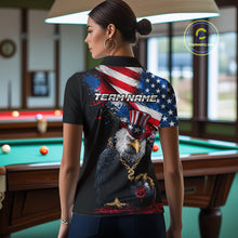 Load image into Gallery viewer, Custom American Flag Splatter Eagle 8 Ball Pool Billiard Shirts For Women Patriotic Billiard Team Jersey NYN2778