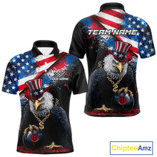 Load image into Gallery viewer, Custom American Flag Splatter Eagle 8 Ball Pool Billiard Shirts For Men Patriotic Billiard Team Jersey NYN2778