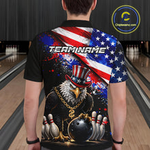 Load image into Gallery viewer, Custom American Flag Splatter Eagle Bowling Team Shirts For Men Patriotic Outfits Bowling Jersey NYN2779