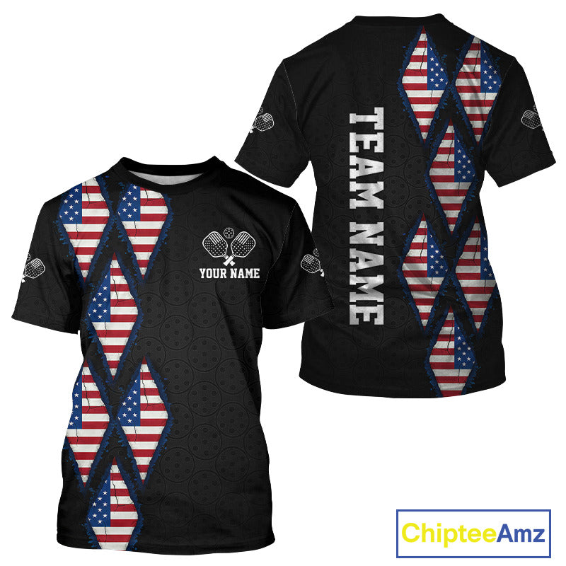 Custom USA Flag Pickleball Ball Jerseys For Men Patriotic Pickleball Paddle League Shirts NYN2133