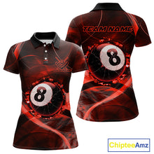 Load image into Gallery viewer, Red Smoke Cracked 8 Ball Pool Shirt For Women Custom Billiard Polo Quarter Zip Team Jersey