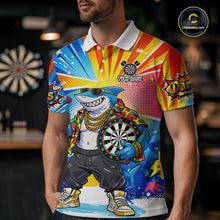 Load image into Gallery viewer, Funny Rich Cool Shark Hold Dartboard Men Darts Polo Shirt Custom Pop Art Dart League Shirt NYN2646