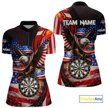 Load image into Gallery viewer, Custom US Flag Funny Eagle Dartboard Darts Women Polo &amp; 1/4-Zip Shirts Patriotic Dart Team Jerseys NYN2805