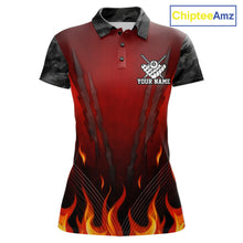 Load image into Gallery viewer, Personalized 8 Ball Red Flames Pool Billiard Polo &amp; 1/4 Zip For Women Custom Camo Billiard Team Jerseys NYN3011
