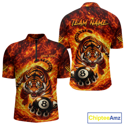 Red Flames Wolf Claw Hold 8 Ball 3D Unique Billiard Shirt For Men Personalized Pool Balls Shirts NYN2651