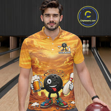 Load image into Gallery viewer, Mens Funny Beer Bowling Ball Shirts For Men Custom Team Polo Quarter-Zip Bowling Jerseys NYN3454