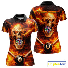 Load image into Gallery viewer, Thunder Red Skull Billiard 8 Ball &amp; Sticks Billiard Shirt For Women Personalized Billiard Ball Shirts NYN2655