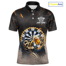Load image into Gallery viewer, Personalized Funny Grim Reaper Play Darts &amp; Beer Polo &amp; 1/4-Zip Shirts For Men Dart Team Jerseys NYN2815