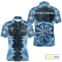 Load image into Gallery viewer, Icy Snowflake Blue Dartboard Men Darts Polo &amp; 1/4-Zip Shirts Custom Darts Clothing Team Shirt Jersey NYN3034