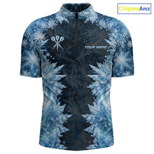 Load image into Gallery viewer, Icy Snowflake Blue Dartboard Men Darts Polo &amp; 1/4-Zip Shirts Custom Darts Clothing Team Shirt Jersey NYN3034