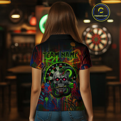 Colorful Cobra Skull Dartboard Custom Graffiti Women Darts Polo Shirt Shark Dart Jerseys NYN1924