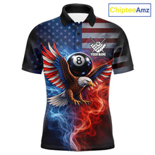 Load image into Gallery viewer, Blue &amp; Red Flames Eagle 8 Ball 9 Ball Pool Billiard Shirt For Men Custom US Flag Billiard Jersey NYN3050