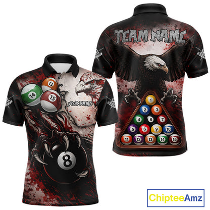 Red Grunge Eagle 8 Ball Billiard Pool Shirt For Men Custom Claws Billiard Attire Team Jersey NYN3063
