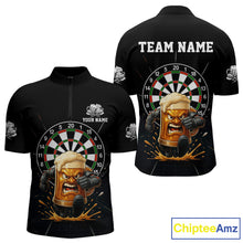 Load image into Gallery viewer, Funny Running Beer Robot &amp; Dartboard Custom Men Darts Quarter-Zip Shirt Funny Dart Jerseys NYN1946