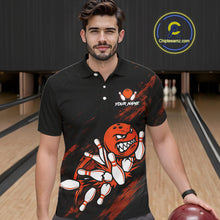 Load image into Gallery viewer, Male bowler wearing Funny Angry Bowling Ball bowling jersey during league competition and bowling event