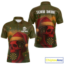 Load image into Gallery viewer, Custom Santa Skull Dartboard Christmas Dart Polo Shirt For Men Xmas Tree Dart Team Jersey NYN1454