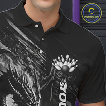 Load image into Gallery viewer, Male bowler wearing Grunge Dragon bowling jersey, personalized men's bowling shirt