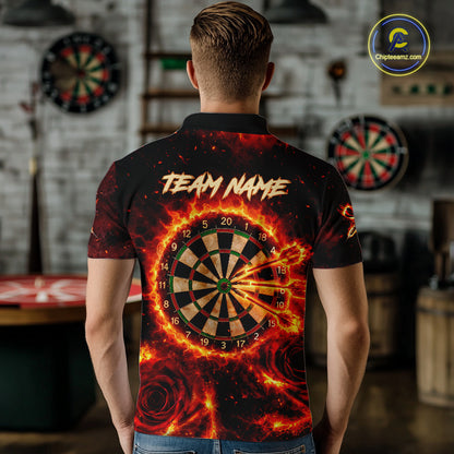 Red Flaming Roses Dartboard & Arrow Custom Men Darts Polo Shirts Fire Flame Dart Jerseys NYN2264