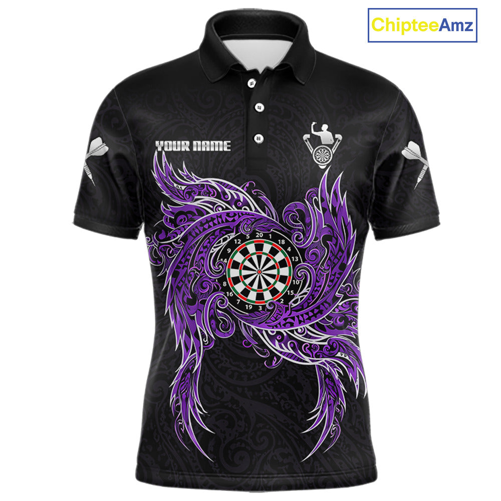 Purple Tribal Pattern Dartboard Darts Polo Shirt For Men Custom Darts Team Jerseys NYN2551
