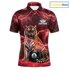 Load image into Gallery viewer, Thunder Red Funny Tiger 8 Ball Billiard Pool Shirt For Men Custom Billiard Team Attire NYN3141