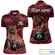 Load image into Gallery viewer, Thunder Red Funny Tiger 8 Ball Billiard Pool Shirt For Women Custom Billiard Team Attire NYN3141