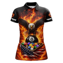 Load image into Gallery viewer, Fire Flame Eagle US Flag Pool Ball 3D Billiard Shirt For Women Personalized 8 Ball Billiard Attire NYN2587