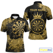 Load image into Gallery viewer, Personalized Grunge Gold Dartboard Men Dart Shirt Custom Name Dart Team Jersey For Darters NYN2968